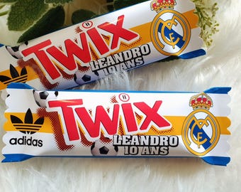 Mini chocolat twix personnalisé thème au choix , anniversaire , eid moubarek, baby shower Confiserie personnalisé, bonbons personnalisé