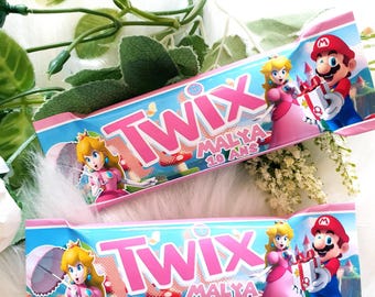 Mini chocolat twix personnalisé thème au choix , anniversaire , eid moubarek, baby shower Confiserie personnalisé, bonbons personnalisé