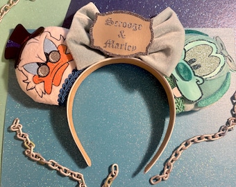 Diadema con orejas de ratón de Disney inspirada en el Tío Gilito, Jacob Marley, Goofy y Mickey Mouse de Cuento de Navidad con los Tres Fantasmas