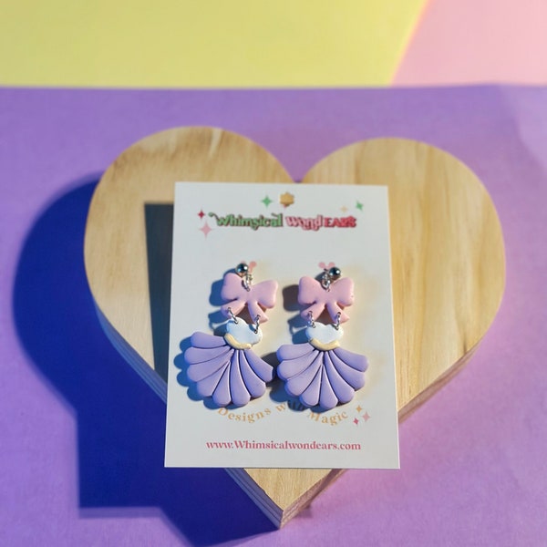 Daisy Duck Heart Dress Bow Inspired Clay Disney Mouse Dangle Earrings