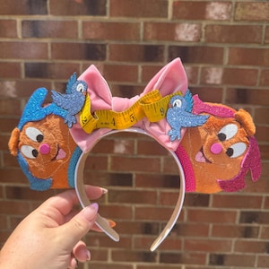 Suzie & Perla Girl Cinderella Mice Inspired Disney Mouse Ears Headband