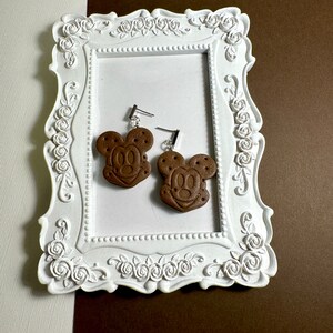 Mickey Ice Cream Sandwich Inspired Clay Disney Mouse Dangle Earrings