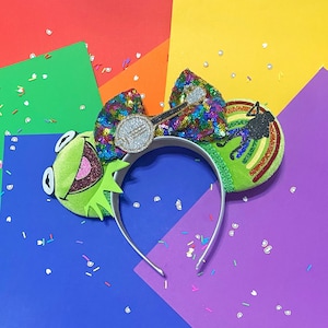 Kermit the Frog The Muppets Rainbow Connection Inspired Mouse Ears Headband