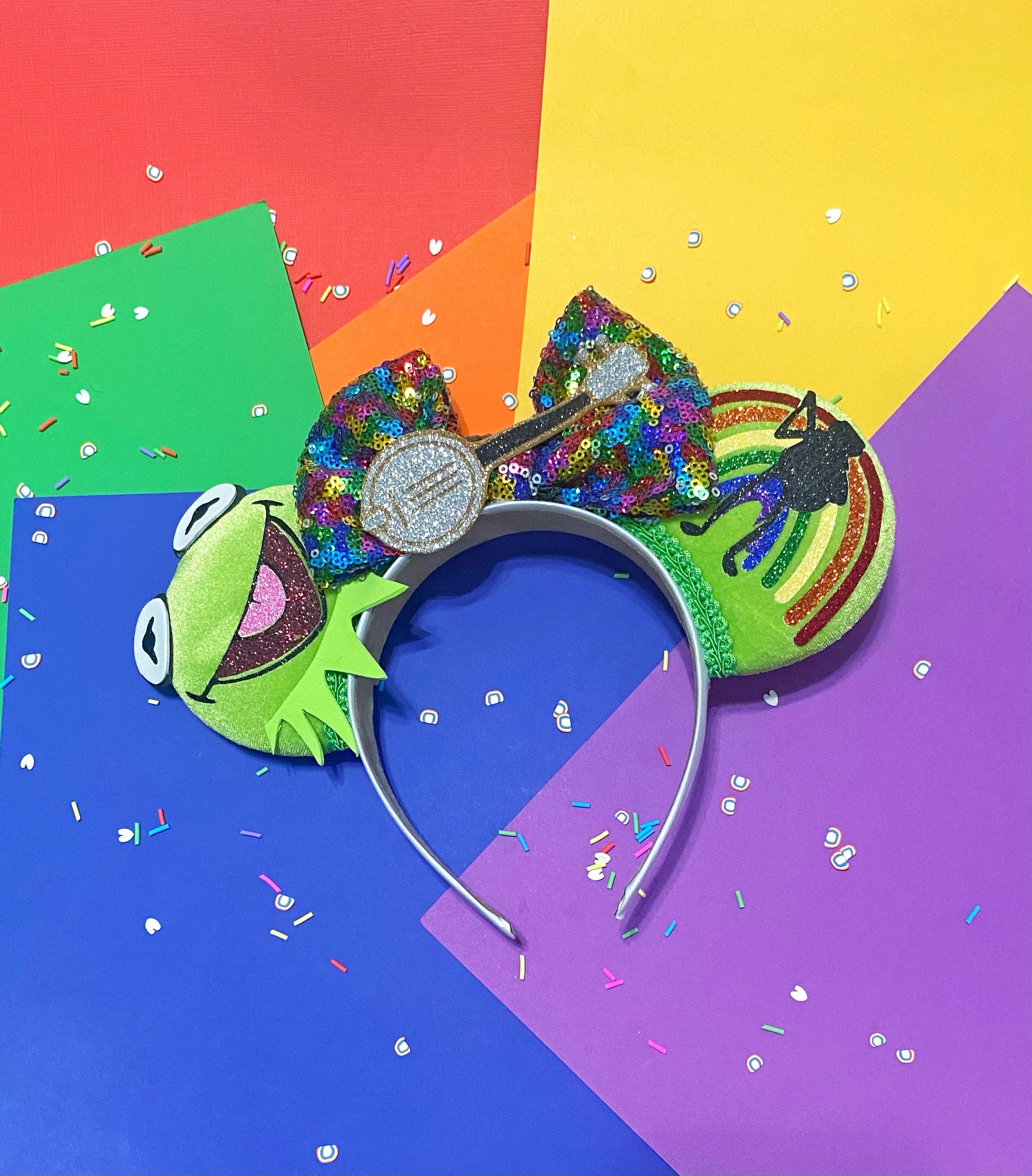 Kermit the Frog The Muppets Rainbow Connection Inspired Mouse Ears Headband