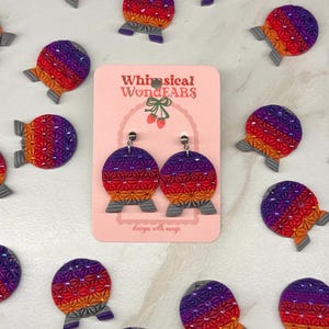Spaceship Earth Epcot Ball Sunset Sparkle Inspired Dangle Clay Earrings