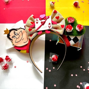 Queen of Hearts Painting the Roses Red Wonderland Disney Inspired Mouse Ears Headband