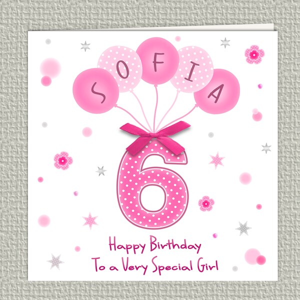 Handmade Personalised Birthday Card for Girls, 3rd, 4th, 5th, 6th, 7th, 8th, 9th 10th, 11th, 12th, etc for daughter, granddaughter, etc