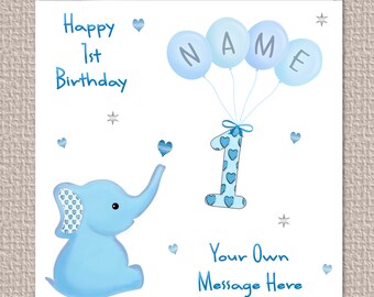 ANY AGE ETC HANDMADE PERSONALISED BIRTHDAY CARD,ELEPHANT WREATH