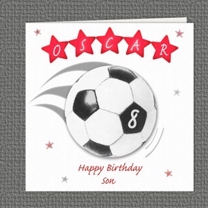Handmade Football Stars ANY AGE Personalised Birthday Card, 148mm square