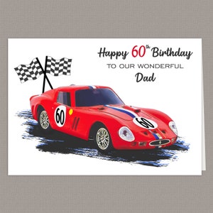 Ferrari 60th Birthday card, for Dad, Husband, Grandad, Uncle, Friend, Brother, etc, personalised