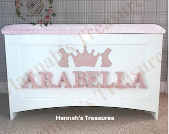 The Arched Toy Box with crushed velvet cushion lid - Hannah’s Treasures