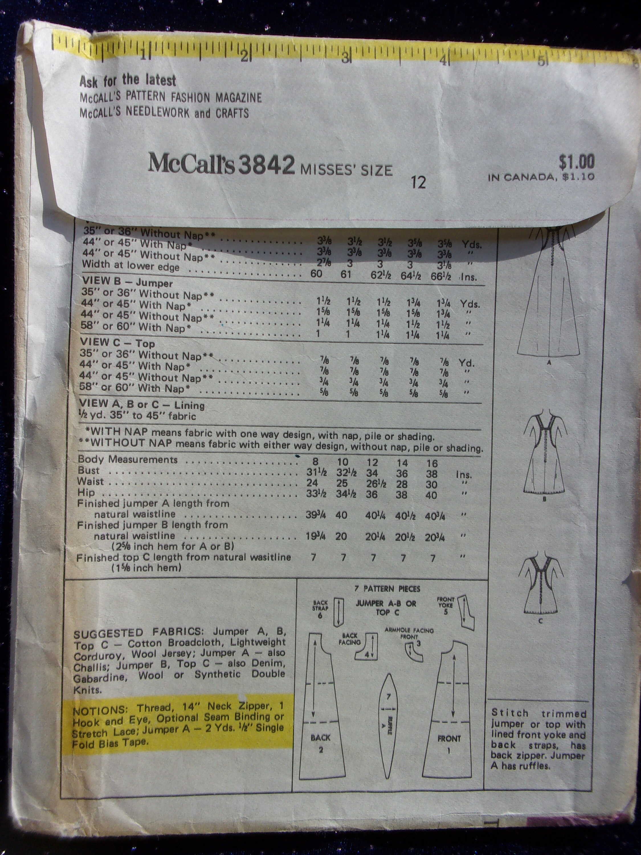 Retro 1970's Jumper, Maxi Dress & Top Sewing Pattern Mccall's 3842 Size ...