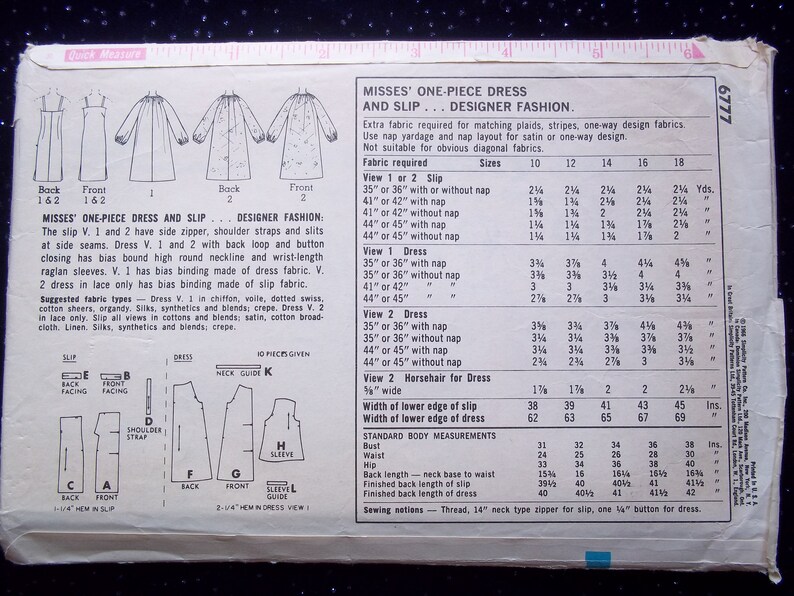 Retro 1960's Designer Tent Dress Sewing Pattern Sheer Dress With Slip ...