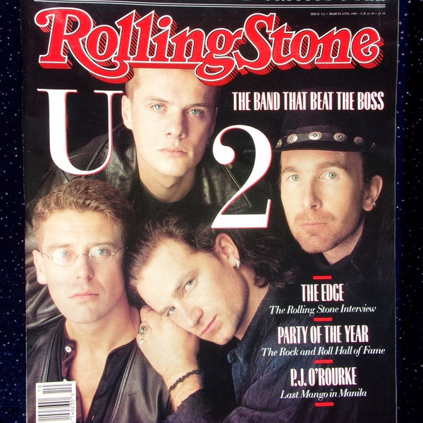 U2-Vintage 80's Rolling Stone Magazine-1988-Issue 521-Bono, Adam Clayton, Jerry Mullen Jr.-Collectible Rock Memorabilia-U2 Fan Gift-No Label