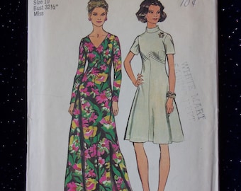 Vintage 70&#39;s Look Slimmer Maxi Dress Sewing Pattern- V- Neckline- Prom Dress- Bridesmaid Dress- Simplicity 5850- Size 10 Bust 32.5&quot;