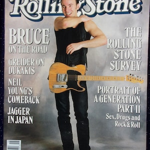 Bruce Springsteen-Vintage 80&#39;s Rolling Stone Magazine 1988 Issue #525-Collectible Rock N Roll Memorabilia-Springsteen Fan Gift-No Label