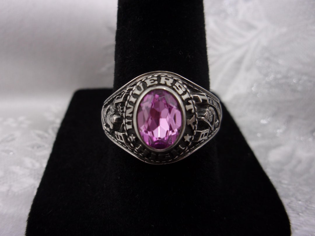 Vintage Jostens Class Ring: 1981 White Lustrium Rose Zircon
