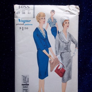 Vintage 50&#39;s Vogue Ladies&#39; Suit & Blouse Pattern-Audrey Hepburn Fashion- Fitted Jacket- Slim Skirt- Vogue Special Design 4088- Bust 38&quot; RARE