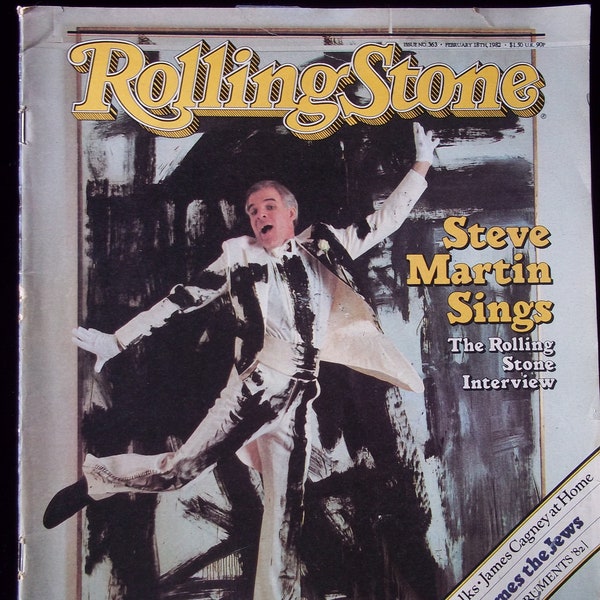 Steve Martin-Vintage 80s Rolling Stone Magazine 1982- Issue #363- 80's Comedy Actors Memorabilia- SNL Star -Collectible Music Magazine