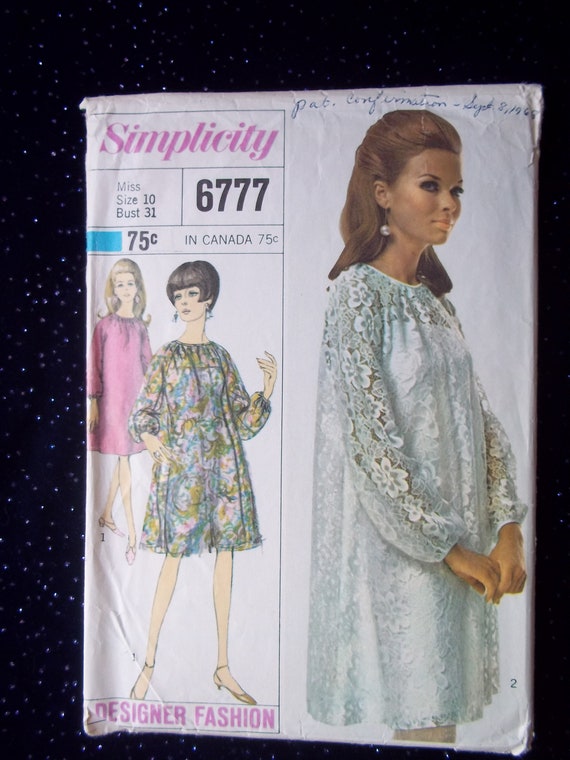 Retro 1960 s Designer Tent Dress Sewing Pattern Sheer Dress With