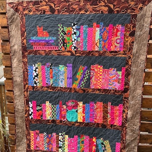 Kaffe Fassett Bookcase/library quilt/ wall hanging ready to ship