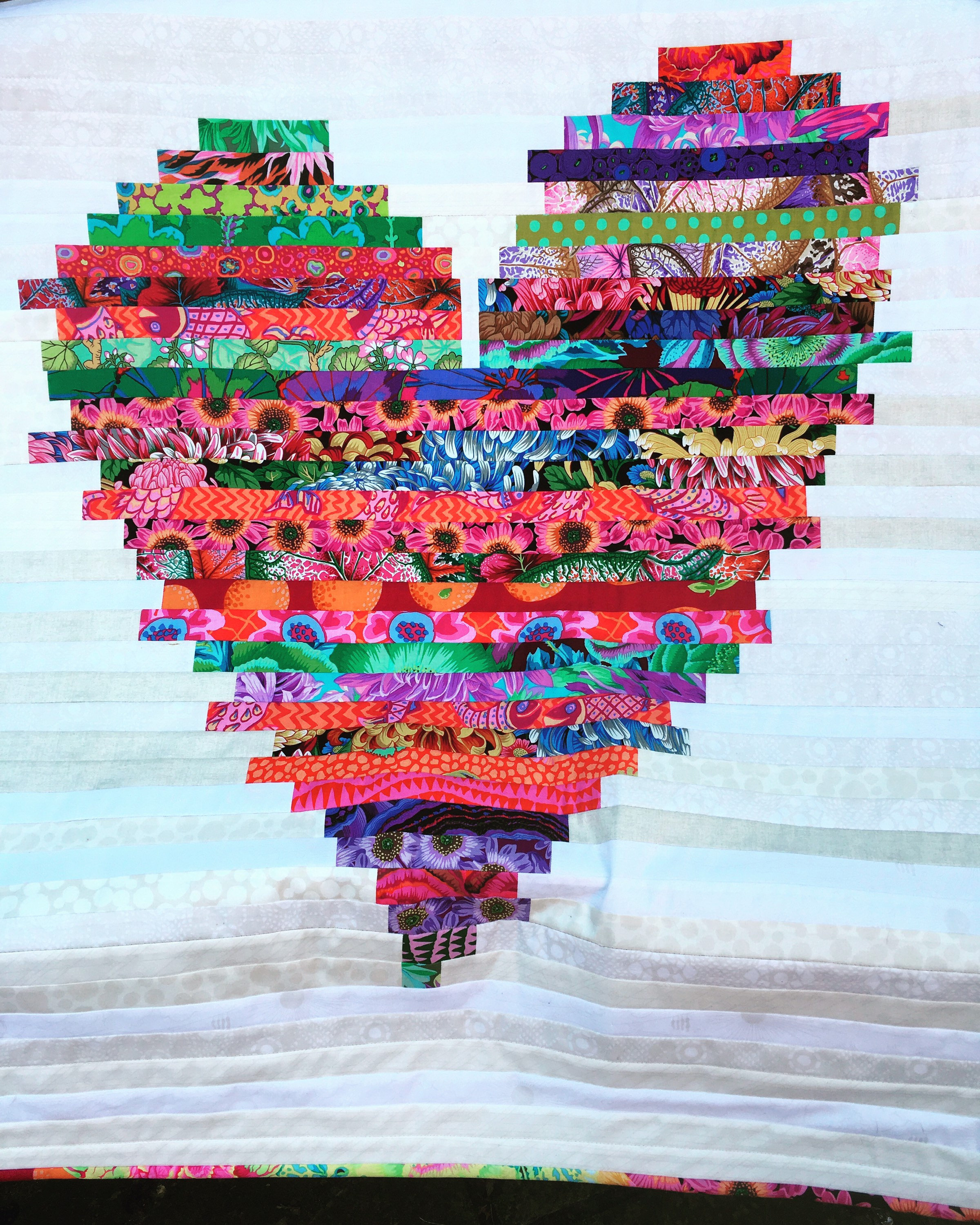 Contemporary Kaffe Fassett romantic heart motif quilt/ wall hanging/valentines day gift