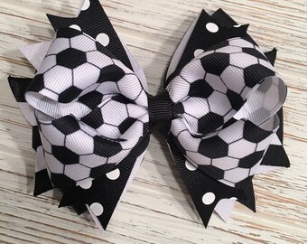 Soccer hair bow, Soccer hairbow, Soccer hair clip, Soccer ball hair bow, Soccer ball hairbow, Soccer ball hair clip, ball hair bow