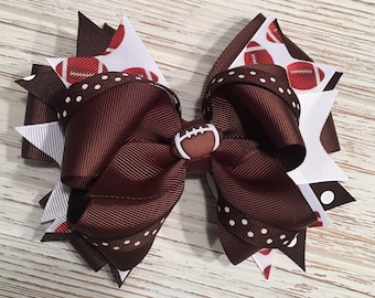 Football hair bow, Football hairbow, Football hair clip, Football bow, Brown hair bow, Brown hairbow, Brown hair clip, Super Bowl hair bow