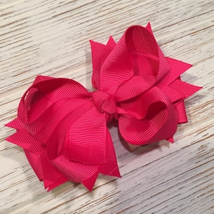5&quot; hot pink hair bow, hot pink hairbow, Valentines hair bow, Valentines hairbow, Valentines hair clip, pink hair clip, pink hair bow