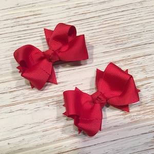 3&quot; Red pig tail hair bows, red pigtails, red hairbows, red hair clip, red pigtail bow, solid pig tail bow, solid pigtail bow