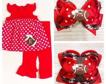 Made to match RicRac & Ruffles End Zone hair bow,End Zone hairbow, M2M Ricrac hair bow, Football hair bow, Mascot hair bow, Football clip