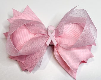 Breast cancer hair bow, breast cancer hairbow, breast cancer hair clip, pink hair bow, pink hairbow, pink hair clip, cancer hair bow