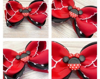 Minnie Mouse red hair bow, Minnie Mouse hairbow, Minnie Mouse hair clip, Minnie hair bow, Minnie hairbow, Minnie hair clip, red Minnie bow