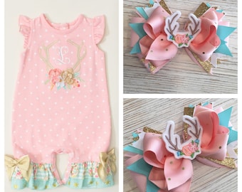 Made to match RicRac & Ruffles Little Deer hair bow, little deer hairbow, Ricrac hair bow, deer hair bow, little deer hair clip