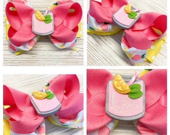Lemonade hair bow, lemonade hairbow, lemonade hair clip, lemon hair bow, lemon hairbow, lemon hair clip, summer hair bow, pink hair bow