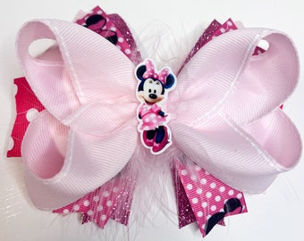 Minnie Mouse hair bow, Minnie Mouse hairbow, Minnie Mouse hair clip, Minnie hair bow, Minnie hairbow, Minnie hair clip, Pink Minnie, Disney