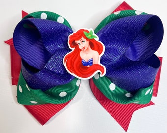 Ariel hair bow, Ariel hairbow, Disney hair bow, Princess hair bow, mermaid hair bow, Princess hair clip, Disney princess bow