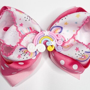 Rainbow hair bow, rainbow hairbow, rainbow hair clip, rainbow baby, rainbow outfit, pink hair bow, rainbow clip, polka dot hair bow, custom