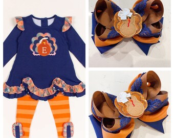 Made to match RicRac & Ruffles Together Again hair bow, Together Again hairbow, Thanksgiving hair bow,  Thanksgiving hair bow