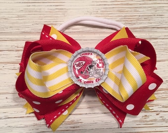 Kansas City Chiefs hair bow, Chiefs hair bow, Chiefs hairbow, Chiefs hair clip, Football hair bow, NFL hair bow, Kansas City hair bow
