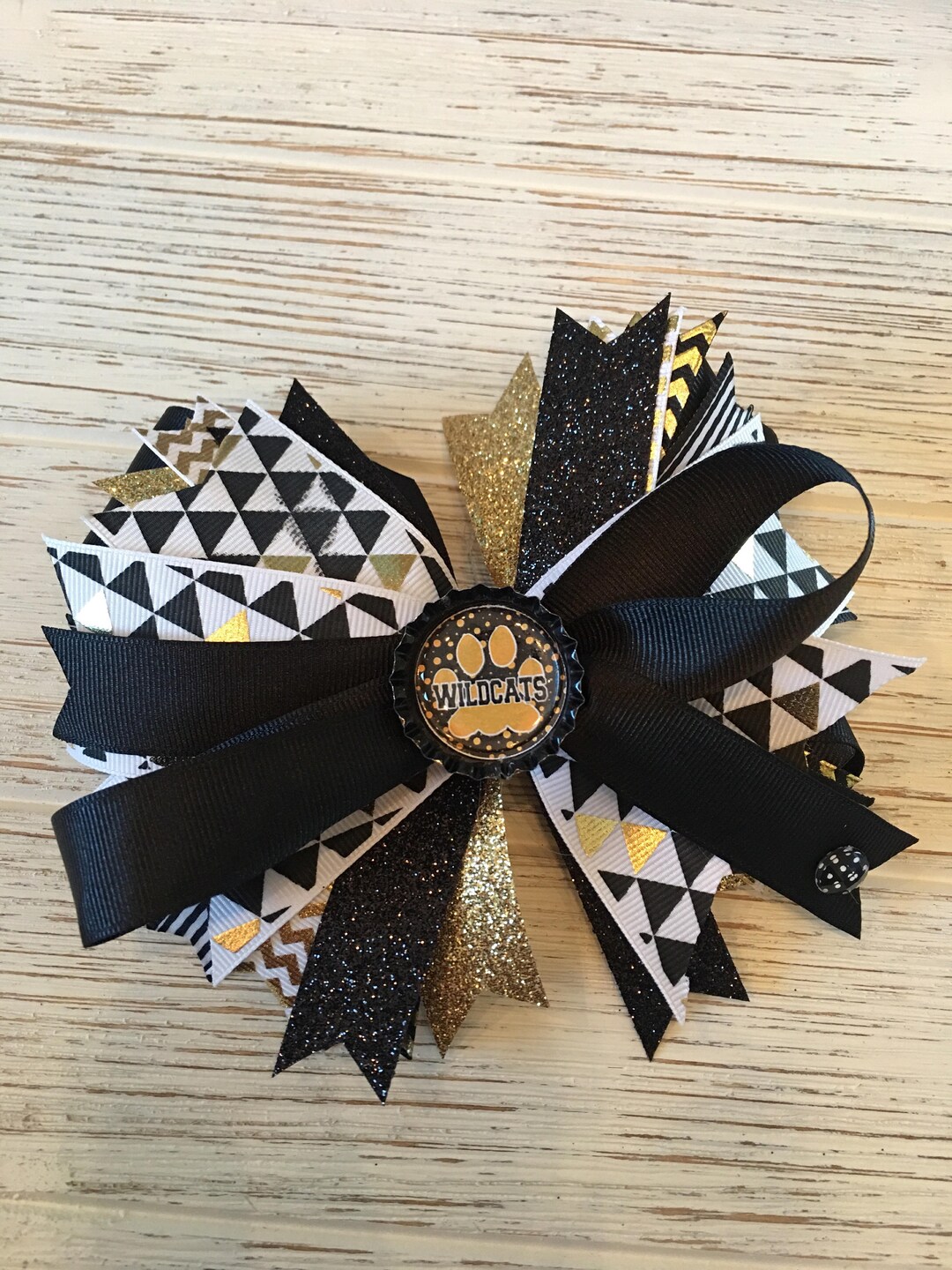 Black and Gold Wildcat Hair Bow Black and Gold Hair Bow Etsy