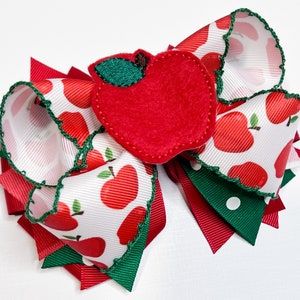 School hair bow, apple hair bow, back to school bow, school hairbow, school hair clip, apple hairbow, apple hair clip, back to school outfit