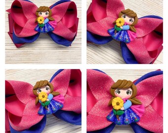Frozen hair bow, Frozen hairbow, Frozen hair clip, Anna hair bow, Anna hairbow, Anna hair clip, princess hair bow, Disney hair bow