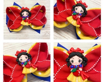 Snow White hair bow, Snow White hairbow, Snow White hair clip, Princess hair bow, Princess hairbow, Princess hair clip, Disney hair bow