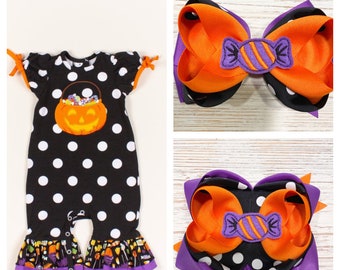 Made to match RicRac & Ruffles Fill Er Up hair bow, Fill Er Up hairbow, M2M Ricrac hair bow, Halloween hair bow, Halloween hair clip