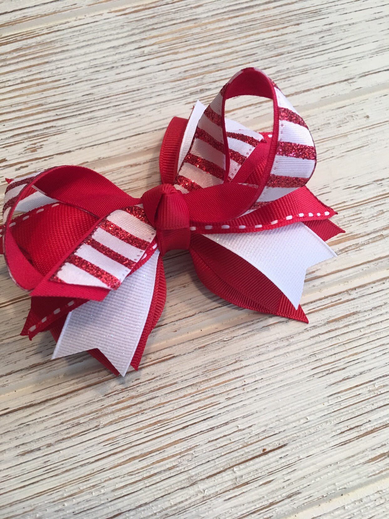Red and White Candy Cane Christmas Hair Bow, Christmas Hairbow ...