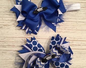 Police hair bow, Police hairbow, Police hair clip, Thin blue line, blue hair bow, blue hairbow, blue hair clip, cop hair bow,