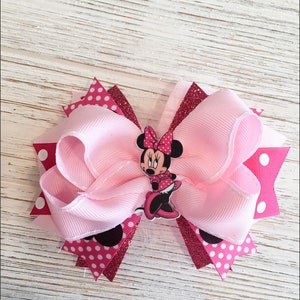 Minnie Mouse hair bow, Minnie Mouse hairbow, Minnie Mouse hair clip, Minnie hair bow, Minnie hairbow, Minnie hair clip, Pink Minnie, Disney