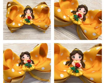 Belle hair bow, Belle hairbow, Belle hair clip, Princess hair bow, Princess hairbow, Princess hair clip, Disney hair bow