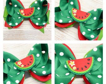 Watermelon hair bow, Watermelon hairbow, Watermelon hair clip, fruit hair bow, fruit hair clip, summer hair bow, summer bow, one in a melon